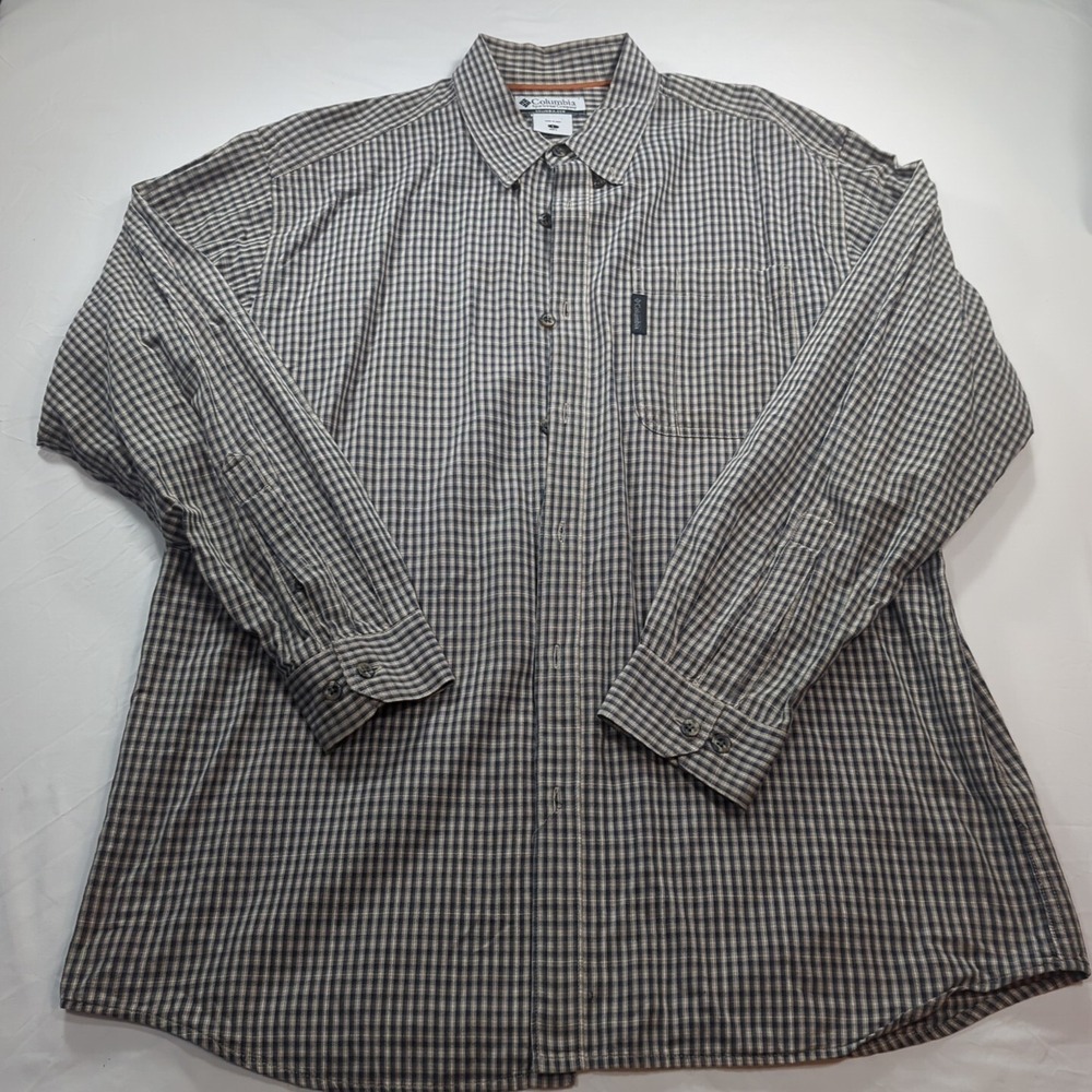 Columbia Outdoor Shirt Men's Medium‎ Brown Black Plaid Declination Button Down